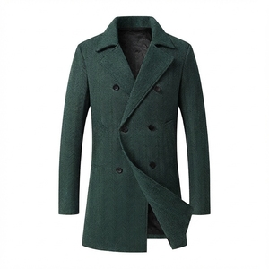 High Quality Herringbone <b>Wool</b> Winter Woolen <b>Overcoat</b> <b>Long</b> Genuine Notch Lapel Slim Fit Coats for <b>Men</b> - Product Image 1