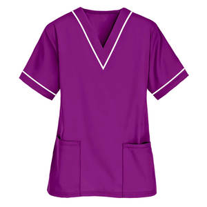 Hauts d'uniforme médical à manches courtes et col en V, chemises en jersey confortables, douces et extensibles pour infirmières, en Spandex - Product Image 2