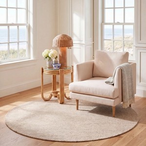 <b>Round</b> <b>Jute</b> Area <b>Rug</b> Solid Color Modern Flat Weave Non-Slip Rubber Backing Living Room Use Medium Pile Modern Oval <b>Rug</b> Luxury - Product Image 5