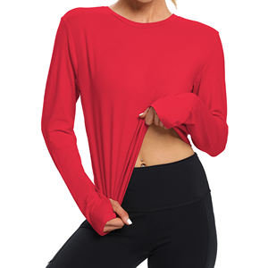 Camiseta de yoga de talla grande para mujer, informal, deportiva, de manga larga, ajustada, transpirable, para gimnasio, entrenamiento físico. - Product Image 4