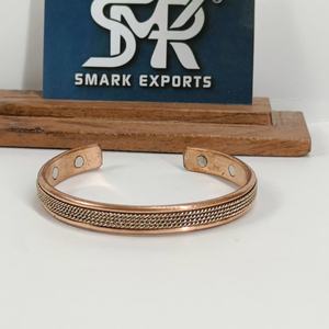 Premium Traditional Magnetic Copper Open Cuff Bangle Handmade <b>Adjustable</b> <b>Bracelet</b> Fine Braided Mesh Chain Design Lightweight - Product Image 1