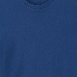 Camiseta de algodón de manga corta con cuello redondo para hombre, color sólido, ajuste regular, tejido azul, de alta calidad, transpirable y ecológica. - Product Image 6