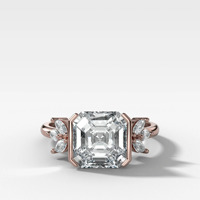 Bague de fiançailles et de mariage en or jaune 14 carats plaqué or, sertie de diamants de laboratoire taille Asscher, monture pavée, bijoux de luxe pour femme