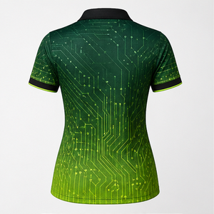 Custom Logo Womens <b>Green</b> <b>Lime</b> Digital Gradient Short Sleeve Polo <b>Shirt</b> Quick Dry Sublimation Golf Sportswear - Product Image 4