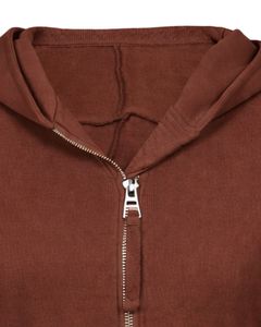 Womens Chocolate Brown <b>Cropped</b> <b>Zip</b> <b>Up</b> Hoodie Slim Fit Long Sleeve Casual Streetwear Cotton Fleece Sweatshirt Custom Logo ODM - Product Image 5
