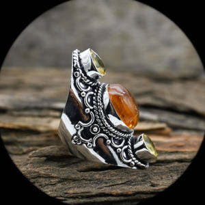Handmade Amber Gemstone <b>Ring</b> Natural Baltic Amber Jewelry Vintage Style <b>Statement</b> <b>Ring</b> Artisan Silver <b>Ring</b> Gift for Her - Product Image 2