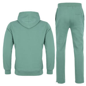 Conjunto Deportivo Unisex con Capucha Verde, 100% Algodón, Corte Regular, Color Sólido, Ropa Casual con Bolsillos Laterales y Cintura Elástica - Product Image 2