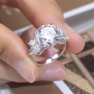 Classic Round Brilliant Cut Diamond Engagement Ring 925 Silver Prong Setting Women's Flower Style Fine Jewelry - Product Image 5
