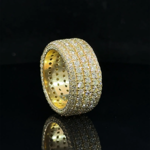 Hip Hop Luxury Moissanite <b>Ring</b> with Brilliant Diamond Look Stones Solid Silver Stylish Wedding Anniversary Jewelry <b>for</b> <b>Men</b> Women - Product Image 3