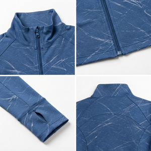 Veste d'entraînement de yoga personnalisée pour femme, 100 % polyester, haut zippé pour la gym, vêtements de fitness pour femme, avec passe-pouce, vestes amincissantes - Product Image 5