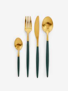 Juego de cubiertos de metal de lujo que incluye tenedor, cuchara y cuchillo, diseñado para una experiencia gastronómica moderna, vajilla elegante. - Product Image 4