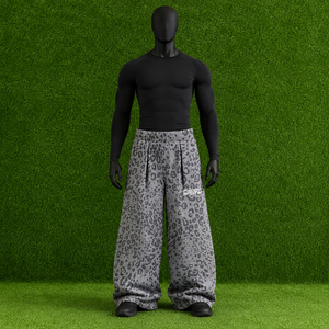 Pantalon de jogging ample pour homme à imprimé léopard, taille haute, coupe décontractée, style streetwear, motif guépard gris, décontracté et oversize - Product Image 2