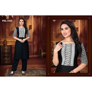 DESIGNER RAYON SEQUENCE BRODERIE TRAVAIL NAYRA CUT KURTI AVEC BAS NOIR - Product Image 1