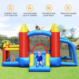Structure gonflable de jeu extérieur pour enfants, avec but de football et fosse à balles, grande taille, sans souffleur inclus - Product Image 5