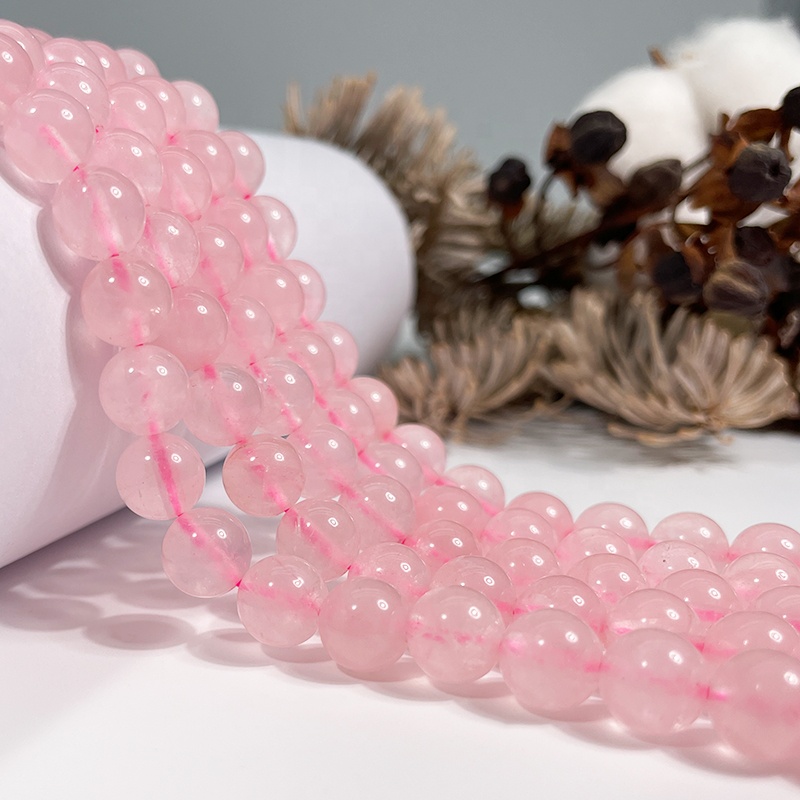 Wholesale Natural Rose Quartz Gemstone Loose Beads For Jewelry Making DIY Handmade Crafts 12mm pink beads