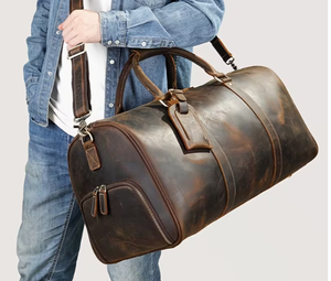 <b>Leather</b> Weekender Duffel <b>Bag</b> with Zipper Closure Handmade Vintage Travel Carry <b>Bag</b> for <b>Men</b> Heavy Duty <b>Leather</b> <b>Bag</b> <b>Leather</b> - Product Image 6