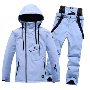 Ensemble de combinaison de ski unisexe personnalisé, veste imperméable coupe-vent et pantalon à bretelles, combinaison de snowboard 2 pièces avec capuche et bretelles - Product Image 3