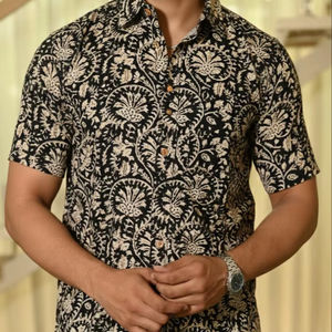 Camisa Casual de Algodón Refinado para Hombre, Estilo Moderno, Ecológica, Transpirable, Manga Corta, Cuello Clásico, Silueta Contemporánea - Product Image 1