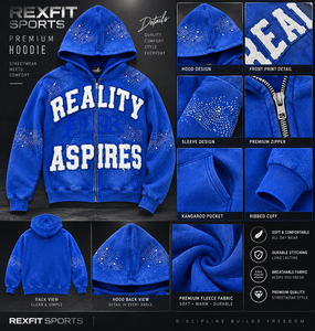 Custom Men Oversized Zip Up Hoodie Heavyweight <b>Fleece</b> Rhinestone Applique Graphic Streetwear <b>Hooded</b> <b>Jacket</b> With Kangaroo Pockets - Product Image 6