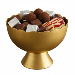 Bol à chocolat en métal argenté de luxe fait main avec accents en feuille d'or, bol de présentation de desserts pour mariages et occasions spéciales - Product Image 5