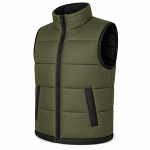 Custom Logo <b>Mens</b> Bubble Vest Stand Collar Full Zipper Two Tone Padded Outerwear <b>Jacket</b> Welt Pockets Custom Contrast Puffer Vest - Product Image 5