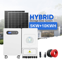 Système solaire hybride 5KW 10KWH, pack complet, monophasé, onduleur Deye, batterie à 6000 cycles de vie, panneau solaire