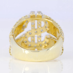 Dollar Sign Moissanite Diamond <b>Ring</b> Hip Hop Custom Mens Iced Style Rhodium Plated 925 Sterling <b>Silver</b> <b>Statement</b> Rappers Jewelry - Product Image 4