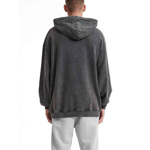 Sudadera con Capucha para Hombre, Lavado Ácido, Algodón Suave, Antiarrugas, Antipilling, Secado Rápido, Transpirable, Teñido Liso, Color Sólido, Otoño - Product Image 3