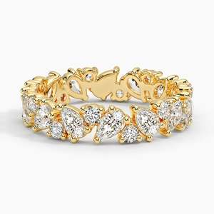 แหวนเพชรทรงลูกแพร์ IGI Certified Lab Grown Diamond ประดับเพชรแบบ Eternity Band ชุบทอง ตัวเรือนแบบ Prong Setting เครื่องประดับแต่งงานสุดหรูสำหรับผู้หญิง - Product Image 1