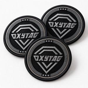 Patch brodé Oxytag rond noir en feutre non tissé, badge à coudre, patch décoratif en tissu, prix abordable, OEM personnalisé, vente en gros - Product Image 3