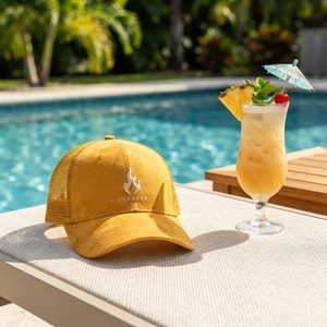 Casquette de baseball pour homme jaune moutarde, style trucker, avec logo One Apex brodé, en coton, dos en maille, réglable, style streetwear décontracté - Product Image 5
