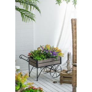 Carrello Portapiante Rustico Nero 24.4x12.6x15.4 per Arredamento da Giardino - Product Image 1