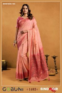 Sari en coton filé de haute qualité avec tissage jacquard, motif Butti sur toute la surface, pallu ombré et bordure Zari – Exportateur indien - Product Image 2