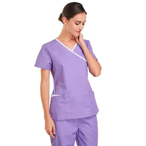 Tissu tissé en polyester uni, uniforme d'infirmière unisexe, vente en gros pour usage hospitalier, blouses de travail - Product Image 2