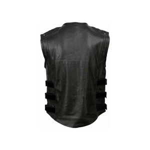 Chaleco de Cuero Genuino Negro Sólido para Hombre al por Mayor, Precio Bajo, Personalizable, Estilo Motociclista, Tallas Grandes, Invierno, Vintage, Impermeable - Product Image 3