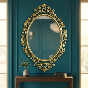 Handmade Brass <b>Oval</b> <b>Mirror</b> Frame Pure Brass Vintage Wall Decor Frame <b>for</b> <b>Bathroom</b> Living Room Bedroom Home Decor & Gifting - Product Image 5