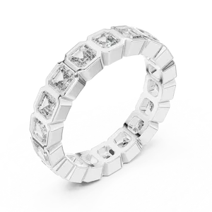 Bague Éternité Unisexe en Argent 925 avec Diamant de Laboratoire Taille Émeraude Carrée 3.60 CTW Couleur E Sertie Clos, Bijoux de Luxe - Product Image 4