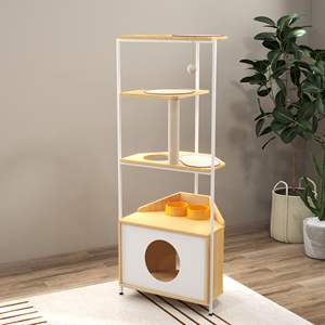 Torre para Gatos de Múltiples Niveles con Poste Rascador y Estación de Alimentación, Plataformas para Escalar - Condo para Gatos - Product Image 1