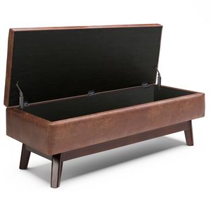 Owen Distressed Saddle Brown Rectangular <b>Storage</b> Ottoman <b>Stools</b> & Ottomans - Product Image 5