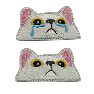 Cute Cat Face Embroidered <b>Hook</b> And Loop Patch - Product Image 6