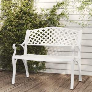 Banc de jardin en aluminium coulé et fer blanc, collection de bancs de patio, résistance moyenne - Product Image 1