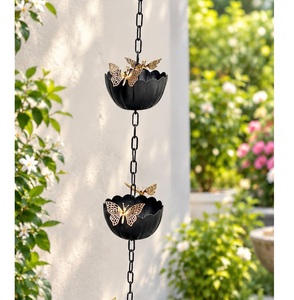Chaîne de pluie carrée moderne et traditionnelle de haute qualité, faite à la main, en cuivre poli, design personnalisable, noire, pour jardin extérieur - Product Image 3