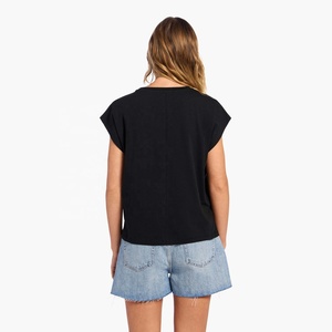 เสื้อครอปท็อปผ้าเจอร์ซีย์คุณภาพพรีเมียม สำหรับฤดูร้อน เป็นมิตรต่อสิ่งแวดล้อม แขนสั้นพิเศษ แขนสั้นแบบแคป ผ้าฝ้าย 100% ปักลาย เสื้อยืดผู้หญิง - Product Image 2