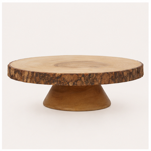 Rustic Wood Slice Cake <b>Stand</b> with Natural <b>Tree</b> Bark Edge Handcrafted Pedestal Dessert Display For Weddings Birthdays Table Decor - Product Image 3