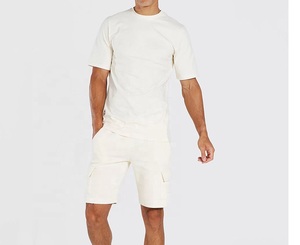 Wholesale Price Crew Neck T-Shirt And <b>Cargo</b> <b>Shorts</b> For Men's Regular Fit Breathable Casual Summer Outfit With Side Pockets - Product Image 1