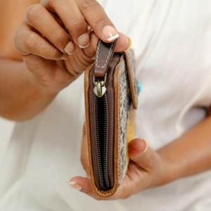 Nuevo estilo occidental, embrague de cuero con herramientas aztecas, Real hecho a mano, herramientas marrones Vintage, diseño único de baraja de tarjetas, billetera de cuero - Product Image 4