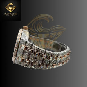 Reloj BOJ A.P Premium con Diamantes VVS, Esfera Roja Lujosa y Exclusiva, Acero Inoxidable, Totalmente Cubierto de Moissanita, 41 mm, el Sueño de los Amantes del Hip Hop - Product Image 3