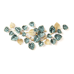 Modern Metal <b>Wall</b> <b>Decor</b> Luxury Gold Teal <b>Leaf</b> <b>Wall</b> Art Sculpture Botanical Hanging Hanging Accent for Living Room Home <b>Decor</b> - Product Image 1