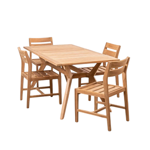 Natural Minimalist Teak Wood Garden <b>Sets</b> <b>Restaurant</b> <b>Set</b> Outdoor Dining Table and Chairs <b>Set</b> All Weather Patio Furniture - Product Image 2