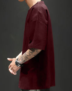 T-shirt en coton épais à épaules tombantes pour homme, coupe décontractée, idéal pour le confort quotidien – Vente en gros - Product Image 5